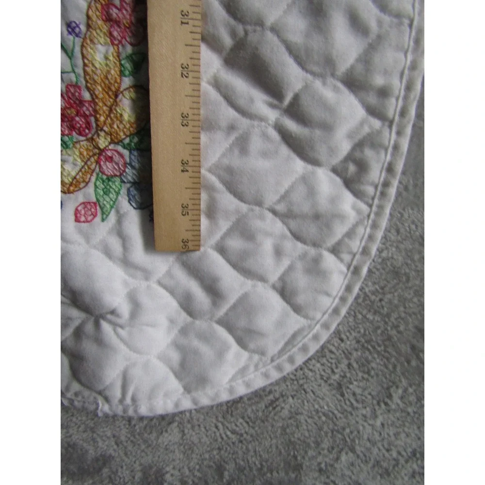 Vintage‎ Quilted Baby Blanket Now I Lay Me Down To Sleep Teddy Bear Angel White